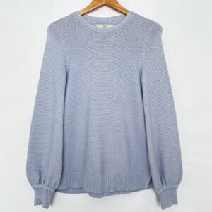 Loft Crewneck Tunic Sweater Balloon Sleeves Cotton Soft Girl Size Small Blue